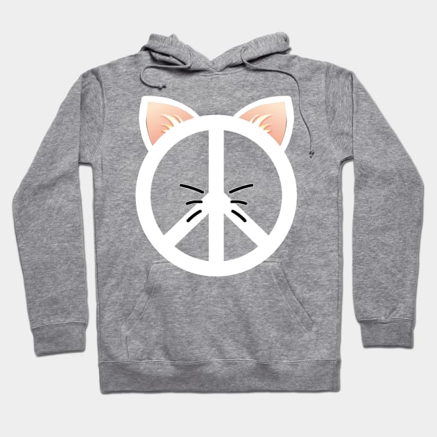 Vintage Peace Cat Sign White Hippie T-shirt Hoodie by TellingTales